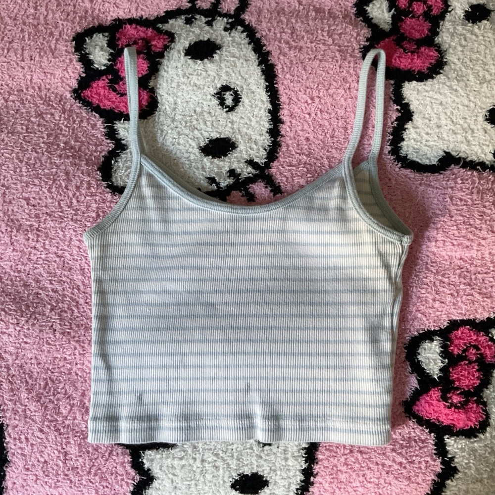 PacSun Light Blue and White Striped Camisole